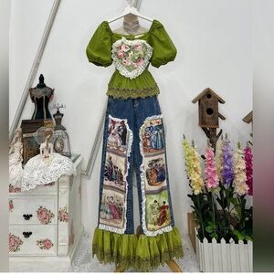 Grace Li Green and‎ Denim Dress